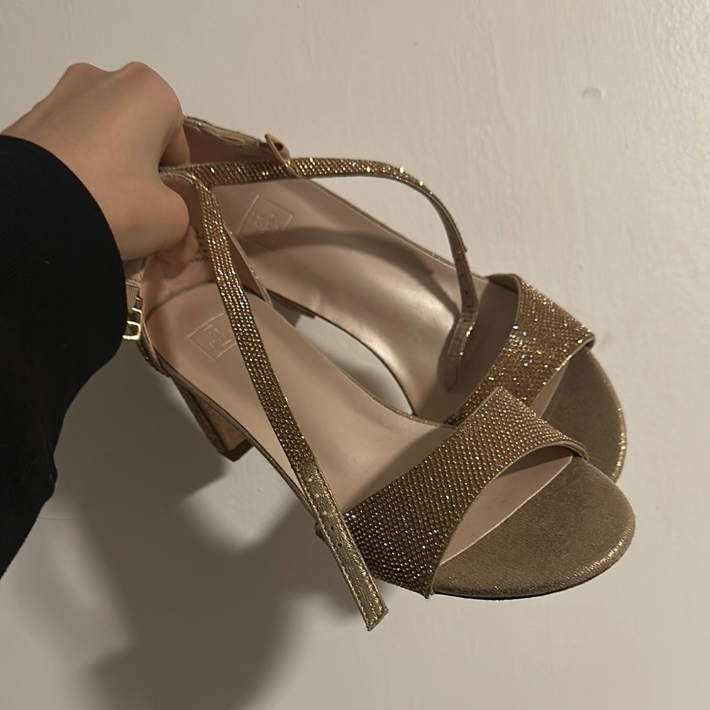 Rose Gold High Heel Strappy Sandals